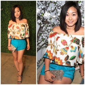 Alice + Olivia Floral Off-Shoulder Top
